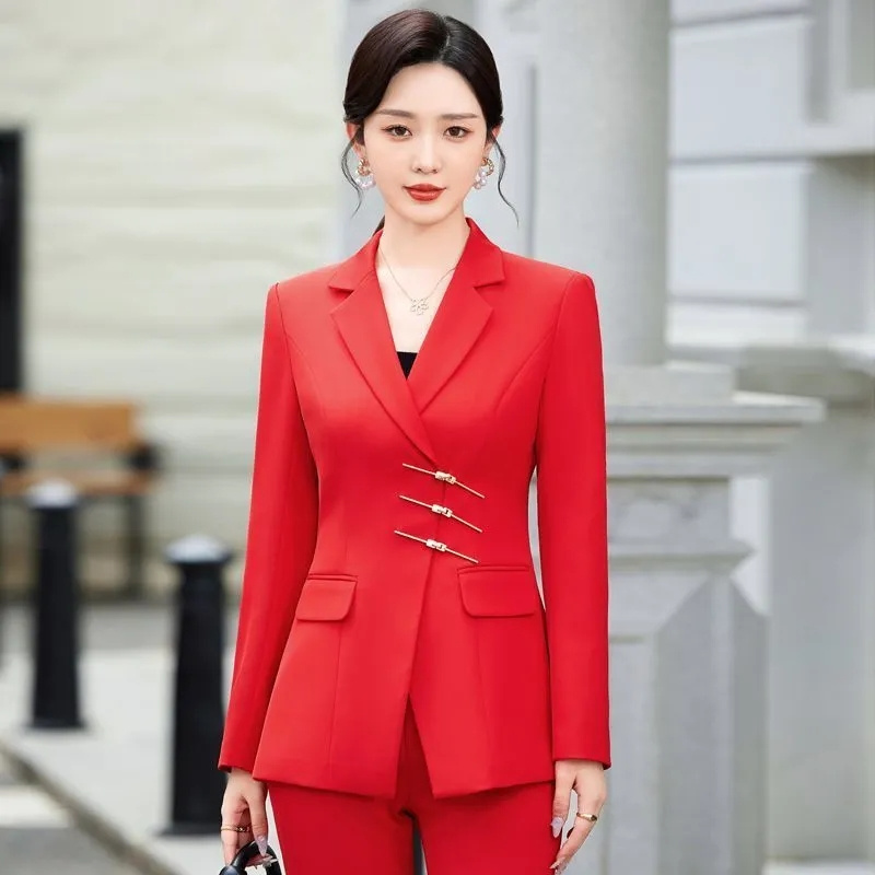 Women'S Red Formal Wear - 2025 Fashion White Red Black Blazer