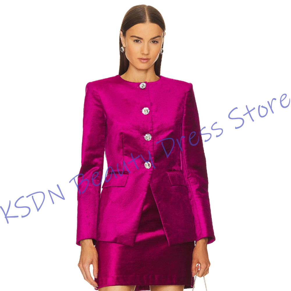 Women Formal Wear Outfits - Chic Women's Single-Breasted Suit Hot Pink
