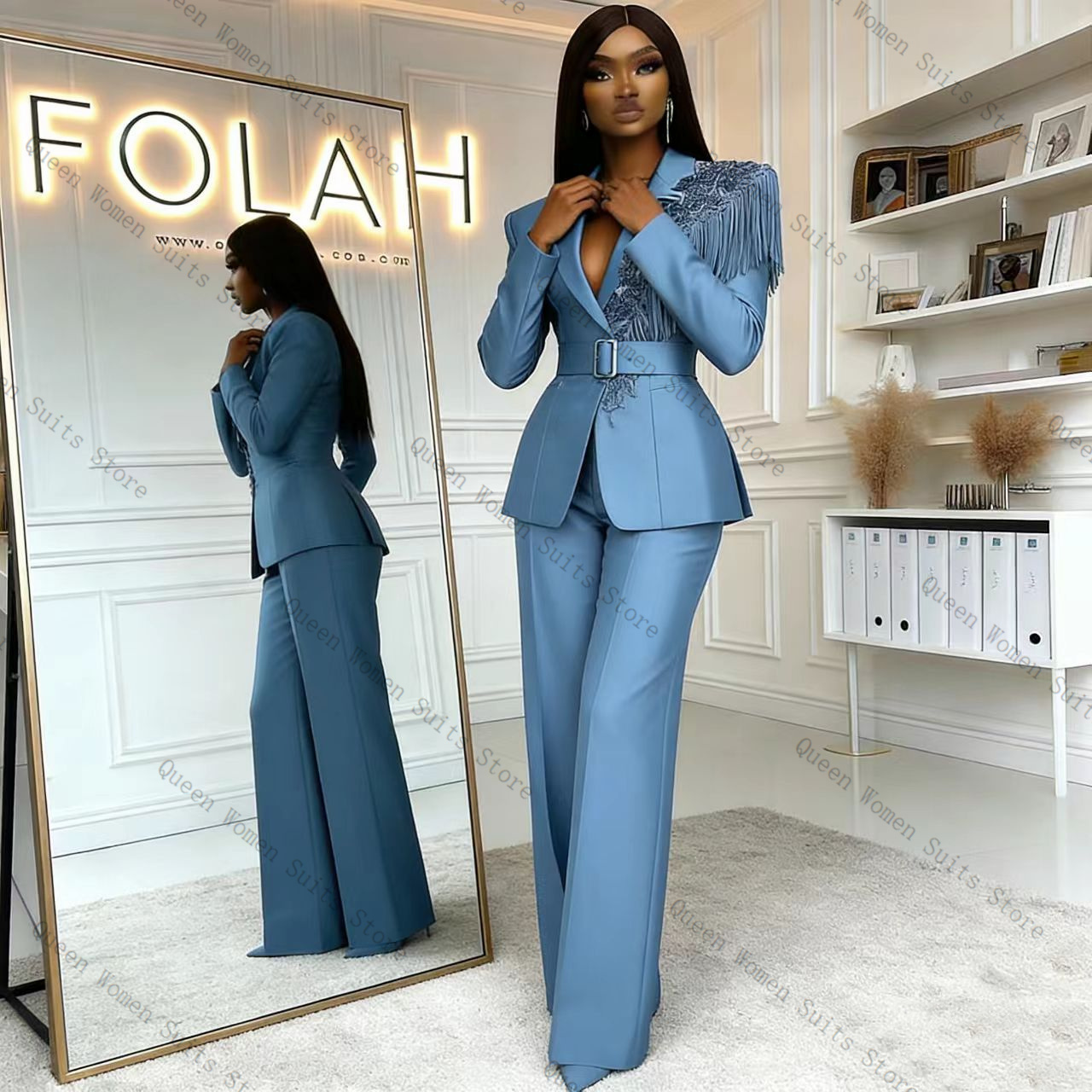Tassel Blue Women Suit Pants S - Women'S Formal Wear For A Wedding review and price