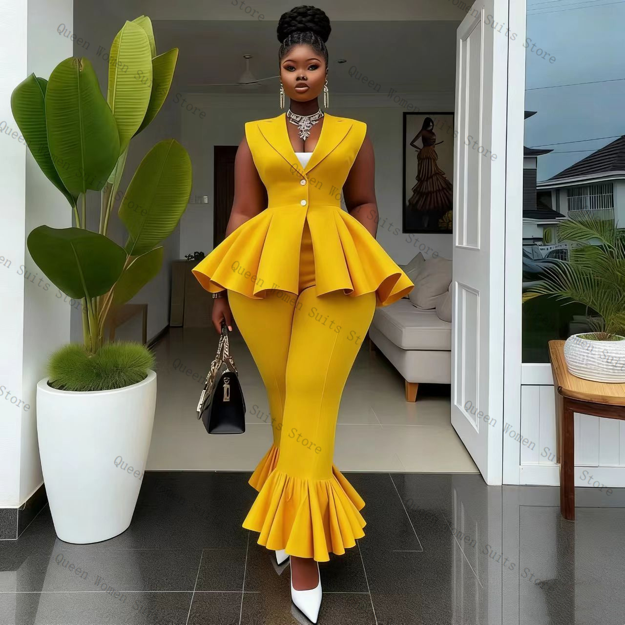 Yellow Women Suit Pants Set 2  - Women'S Formal Wear For A Wedding review and price