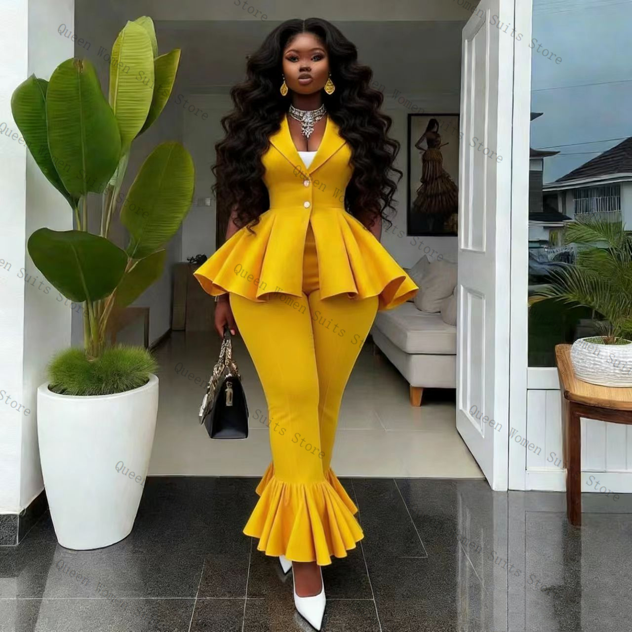 Yellow Women Suit Pants Set 2  - Women'S Formal Wear For A Wedding review and price