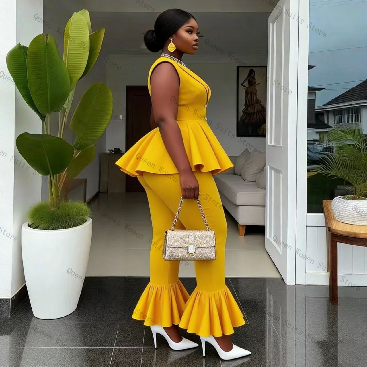 Yellow Women Suit Pants Set 2  - Women'S Formal Wear For A Wedding review and price