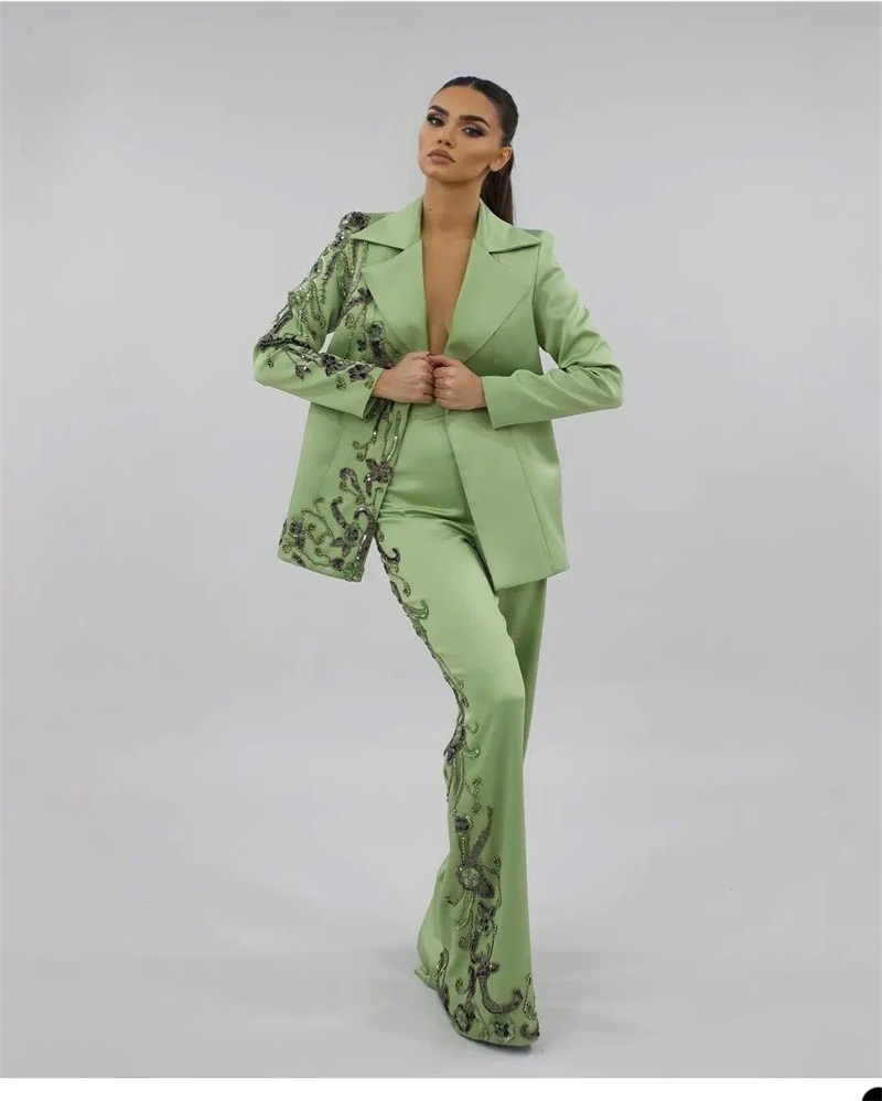 Designer Green Satin Women Sui - Women Luxury Formal Wear review and price