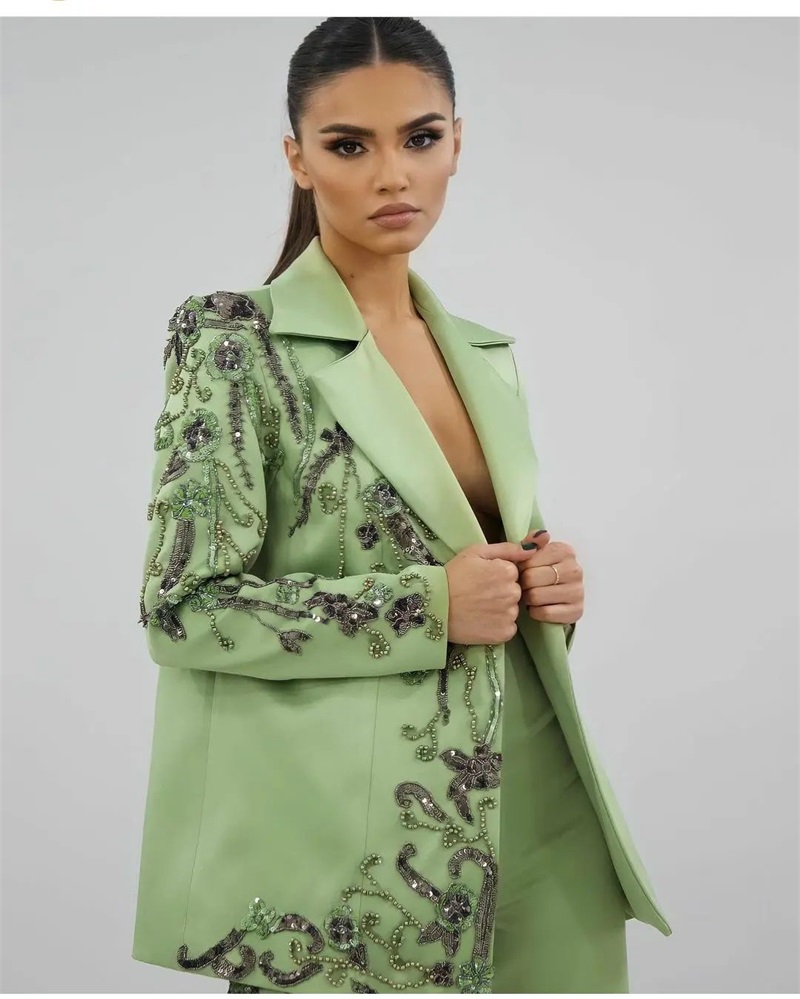 Designer Green Satin Women Sui - Women Luxury Formal Wear review and price