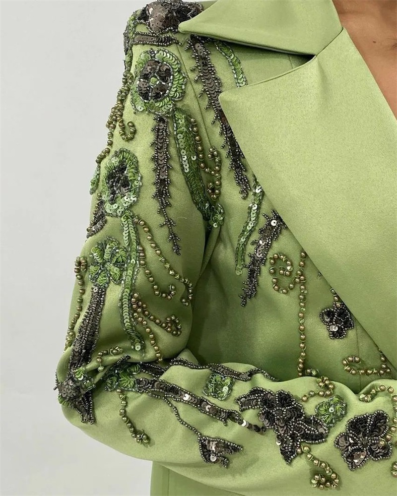 Designer Green Satin Women Sui - Women Luxury Formal Wear review and price