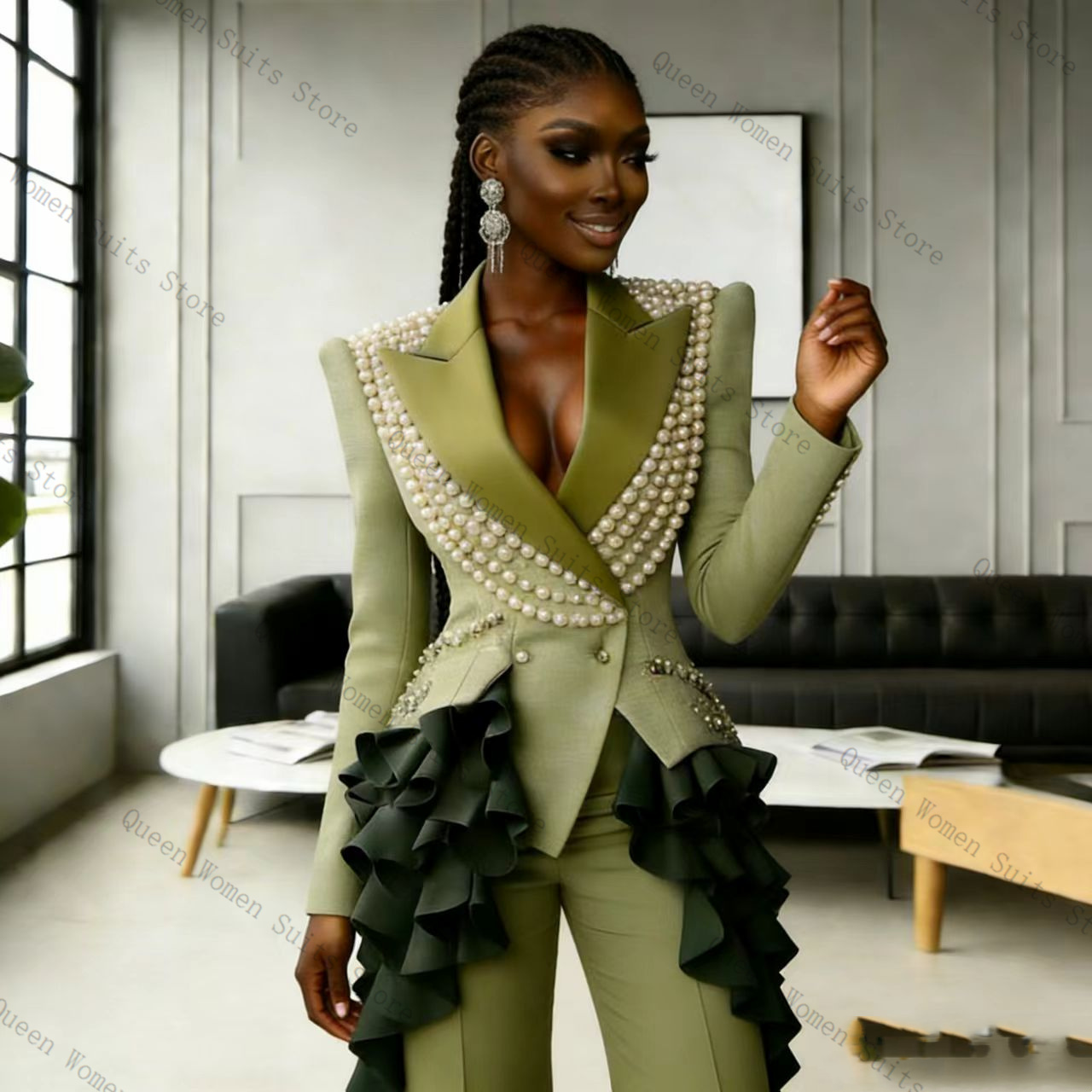 Luxury Pearls Women Suit Pants - Women Luxury Formal Wear review and price